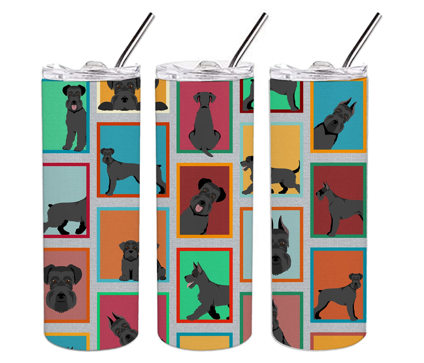 Lots of Black Schnauzer Stainless Steel Skinny Tumbler Vacuum Double Walled Reusable Insulated Tumbler Travel Cup for Coffee Cocktails Gift with Lid, 20 oz - Renee Lane Company