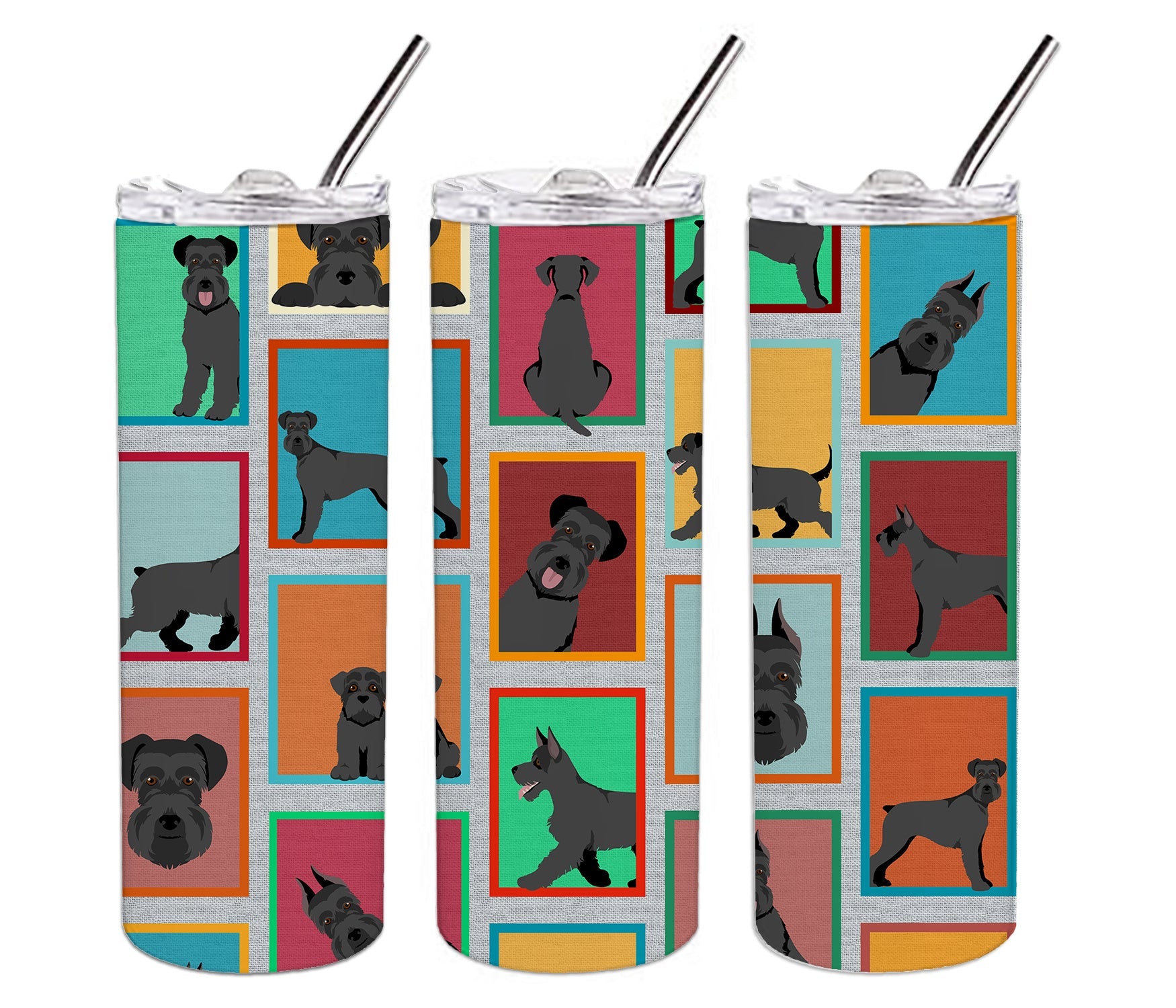 Lots of Black Schnauzer Stainless Steel Skinny Tumbler Vacuum Double Walled Reusable Insulated Tumbler Travel Cup for Coffee Cocktails Gift with Lid, 20 oz - Renee Lane Company