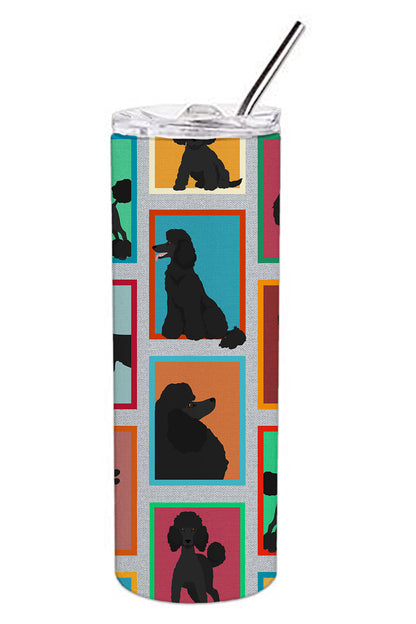Lots of Black Standard Poodle Stainless Steel Skinny Tumbler Vacuum Double Walled Reusable Insulated Tumbler Travel Cup for Coffee Cocktails Gift with Lid, 20 oz - Renee Lane Company