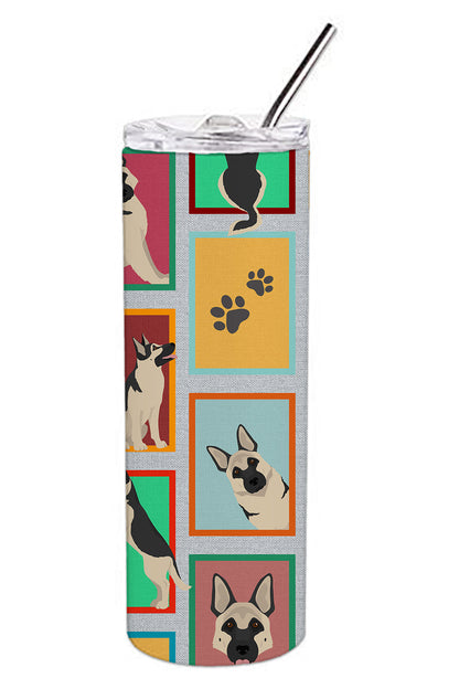 Lots of Black and Silver German Shepherd Stainless Steel Skinny Tumbler Vacuum Double Walled Reusable Insulated Tumbler Travel Cup for Coffee Cocktails Gift with Lid, 20 oz - Renee Lane Company