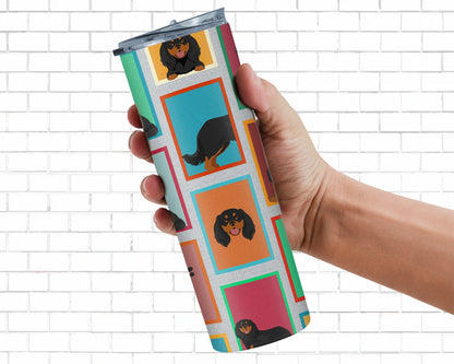 Lots of Black and Tan Cavalier King Charles Spaniel Stainless Steel Skinny Tumbler Vacuum Double Walled Reusable Insulated Tumbler Travel Cup for Coffee Cocktails Gift with Lid, 20 oz - Renee Lane Company