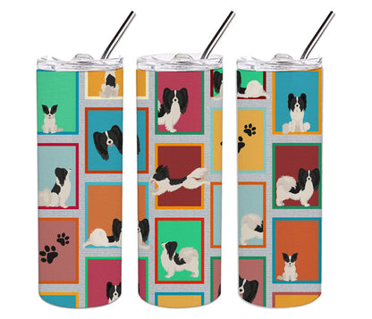 Lots of Black and Whtie Papillon Stainless Steel Skinny Tumbler Vacuum Double Walled Reusable Insulated Tumbler Travel Cup for Coffee Cocktails Gift with Lid, 20 oz - Renee Lane Company