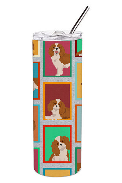 Lots of Blenheim Cavalier Spaniel Stainless Steel Skinny Tumbler Vacuum Double Walled Reusable Insulated Tumbler Travel Cup for Coffee Cocktails Gift with Lid, 20 oz - Renee Lane Company