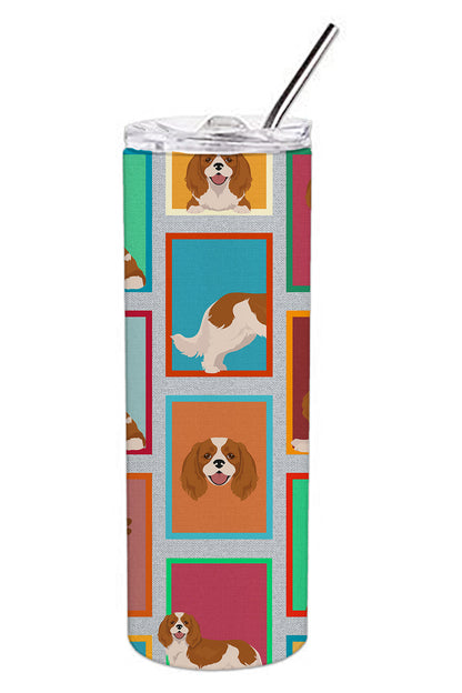 Lots of Blenheim Cavalier Spaniel Stainless Steel Skinny Tumbler Vacuum Double Walled Reusable Insulated Tumbler Travel Cup for Coffee Cocktails Gift with Lid, 20 oz - Renee Lane Company