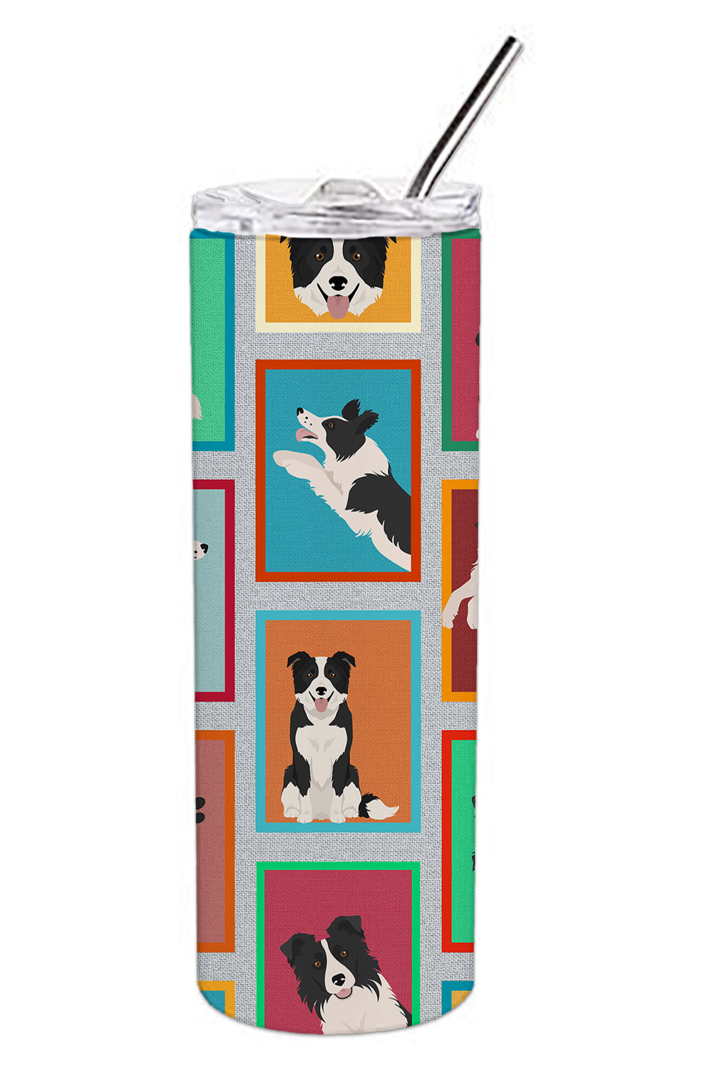 Lots of Border Collie Stainless Steel Skinny Tumbler Vacuum Double Walled Reusable Insulated Tumbler Travel Cup for Coffee Cocktails Gift with Lid, 20 oz - Renee Lane Company