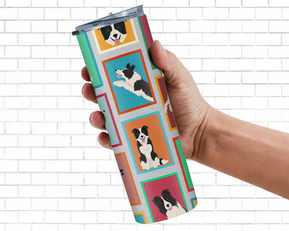 Lots of Border Collie Stainless Steel Skinny Tumbler Vacuum Double Walled Reusable Insulated Tumbler Travel Cup for Coffee Cocktails Gift with Lid, 20 oz - Renee Lane Company