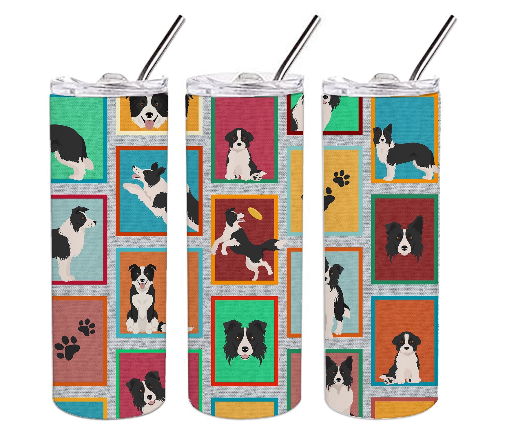 Lots of Border Collie Stainless Steel Skinny Tumbler Vacuum Double Walled Reusable Insulated Tumbler Travel Cup for Coffee Cocktails Gift with Lid, 20 oz - Renee Lane Company