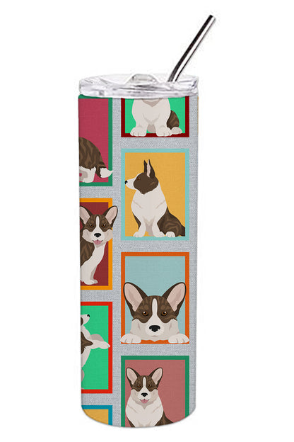 Lots of Brindle Cardigan Corgi Stainless Steel Skinny Tumbler Vacuum Double Walled Reusable Insulated Tumbler Travel Cup for Coffee Cocktails Gift with Lid, 20 oz - Renee Lane Company