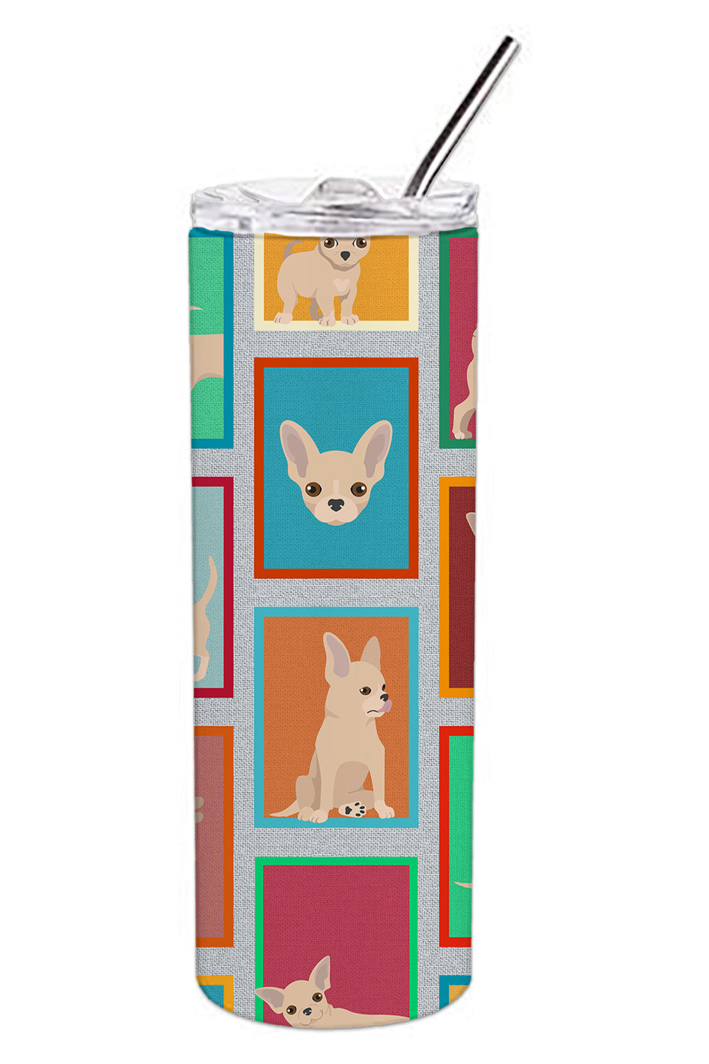 Lots of Chihuahua Stainless Steel Skinny Tumbler Vacuum Double Walled Reusable Insulated Tumbler Travel Cup for Coffee Cocktails Gift with Lid, 20 oz - Renee Lane Company