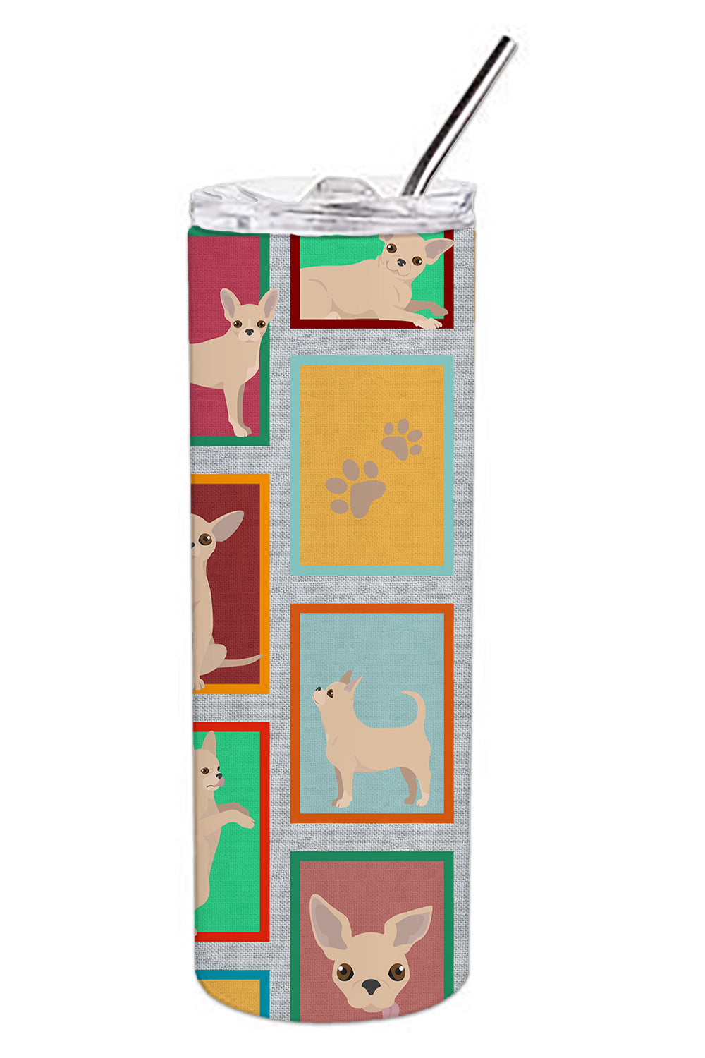 Lots of Chihuahua Stainless Steel Skinny Tumbler Vacuum Double Walled Reusable Insulated Tumbler Travel Cup for Coffee Cocktails Gift with Lid, 20 oz - Renee Lane Company