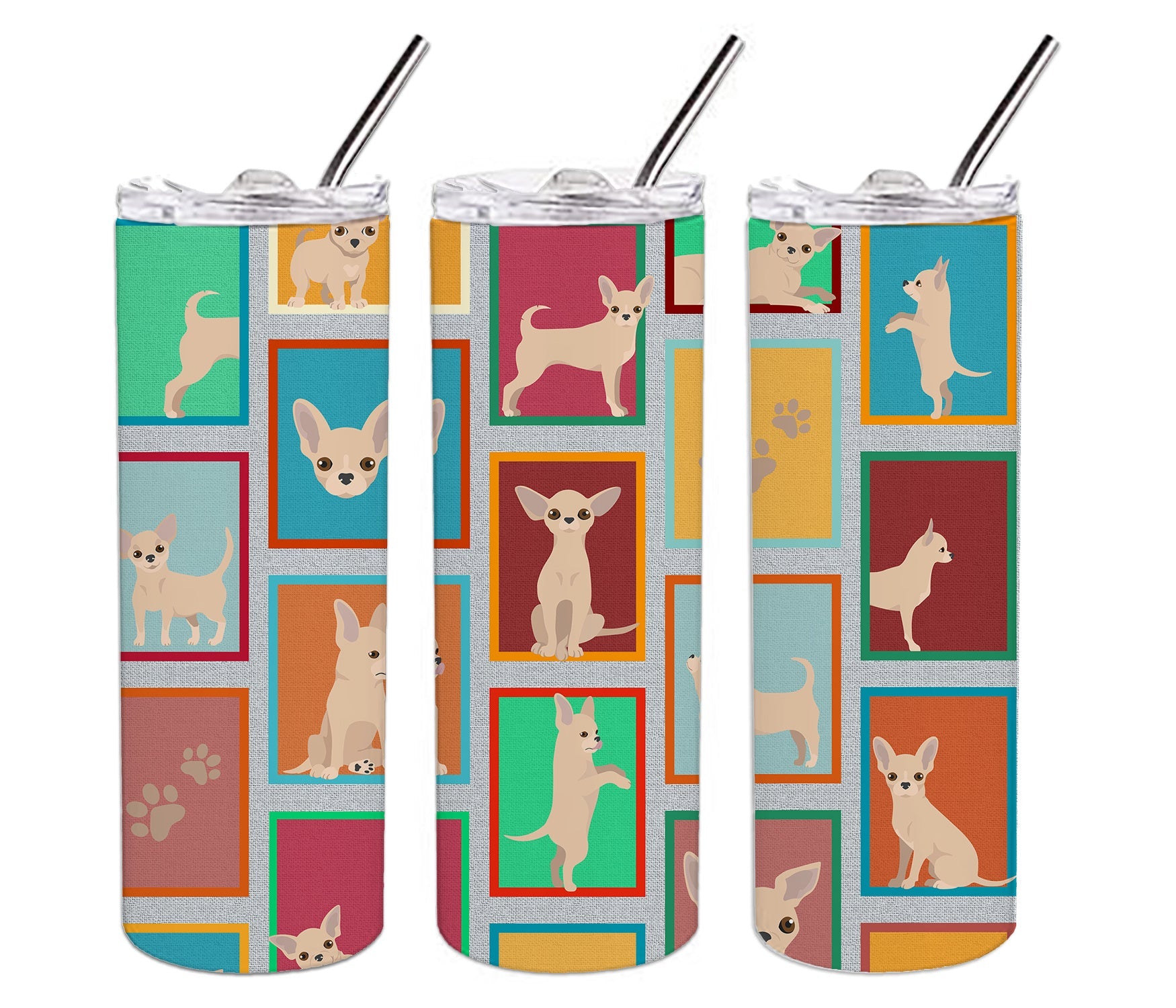 Lots of Chihuahua Stainless Steel Skinny Tumbler Vacuum Double Walled Reusable Insulated Tumbler Travel Cup for Coffee Cocktails Gift with Lid, 20 oz - Renee Lane Company