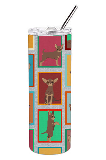Lots of Chocolate Chihuahua Stainless Steel Skinny Tumbler Vacuum Double Walled Reusable Insulated Tumbler Travel Cup for Coffee Cocktails Gift with Lid, 20 oz - Renee Lane Company
