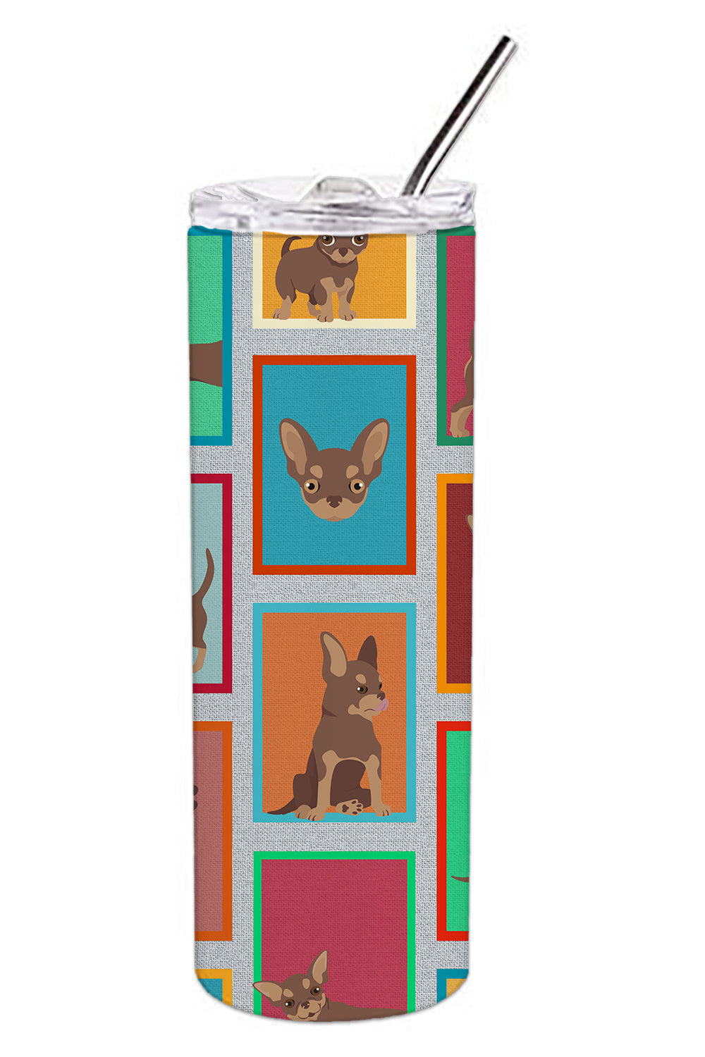 Lots of Chocolate Chihuahua Stainless Steel Skinny Tumbler Vacuum Double Walled Reusable Insulated Tumbler Travel Cup for Coffee Cocktails Gift with Lid, 20 oz - Renee Lane Company