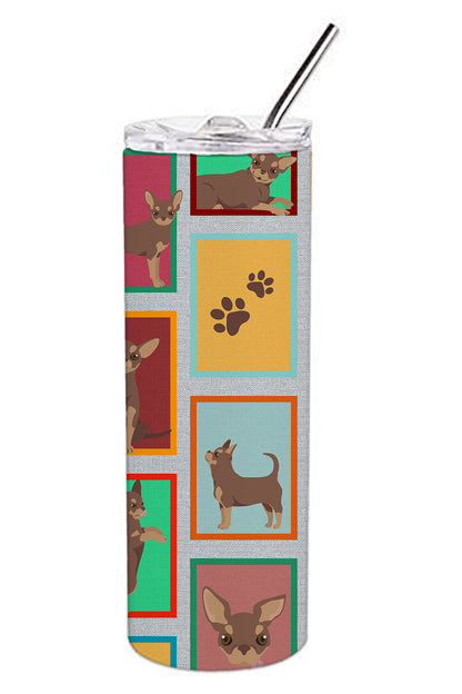 Lots of Chocolate Chihuahua Stainless Steel Skinny Tumbler Vacuum Double Walled Reusable Insulated Tumbler Travel Cup for Coffee Cocktails Gift with Lid, 20 oz - Renee Lane Company