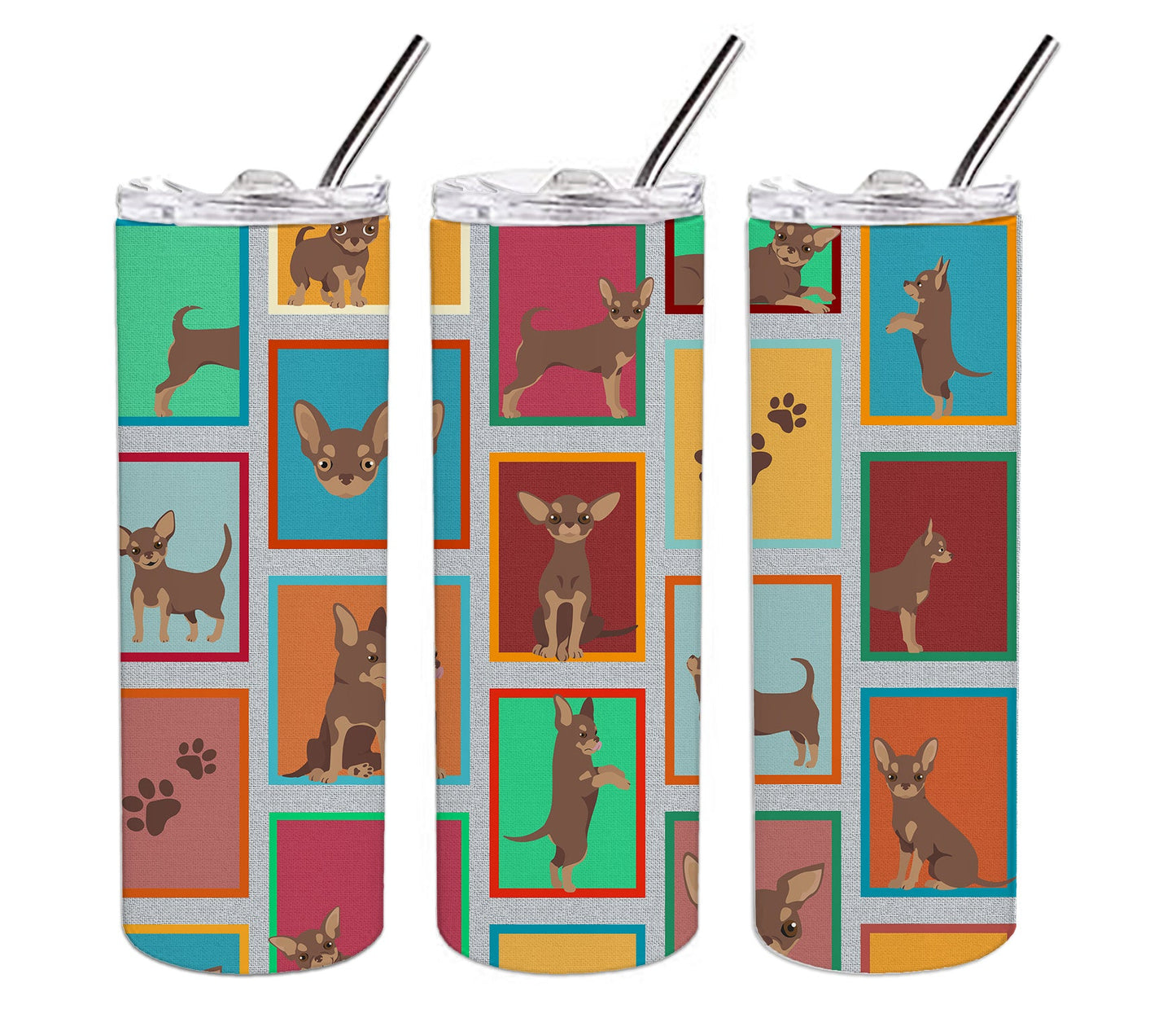 Lots of Chocolate Chihuahua Stainless Steel Skinny Tumbler Vacuum Double Walled Reusable Insulated Tumbler Travel Cup for Coffee Cocktails Gift with Lid, 20 oz - Renee Lane Company