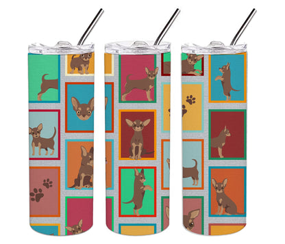 Lots of Chocolate Chihuahua Stainless Steel Skinny Tumbler Vacuum Double Walled Reusable Insulated Tumbler Travel Cup for Coffee Cocktails Gift with Lid, 20 oz - Renee Lane Company