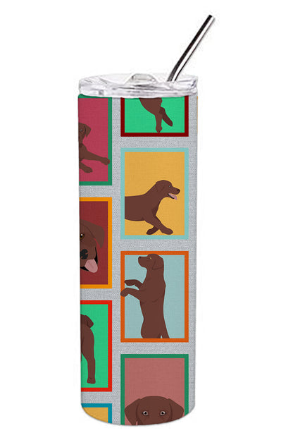 Lots of Chocolate Labrador Retriever Stainless Steel Skinny Tumbler Vacuum Double Walled Reusable Insulated Tumbler Travel Cup for Coffee Cocktails Gift with Lid, 20 oz - Renee Lane Company