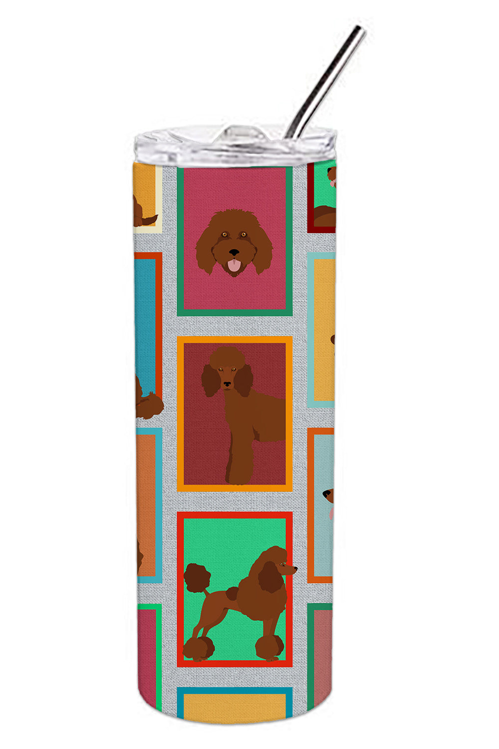 Lots of Chocolate Standard Poodle Stainless Steel Skinny Tumbler Vacuum Double Walled Reusable Insulated Tumbler Travel Cup for Coffee Cocktails Gift with Lid, 20 oz - Renee Lane Company