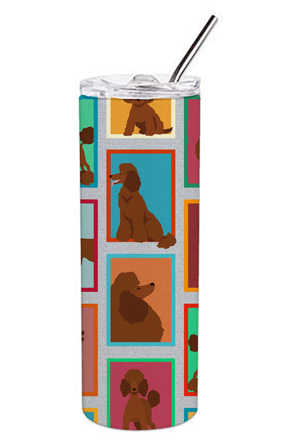 Lots of Chocolate Standard Poodle Stainless Steel Skinny Tumbler Vacuum Double Walled Reusable Insulated Tumbler Travel Cup for Coffee Cocktails Gift with Lid, 20 oz - Renee Lane Company