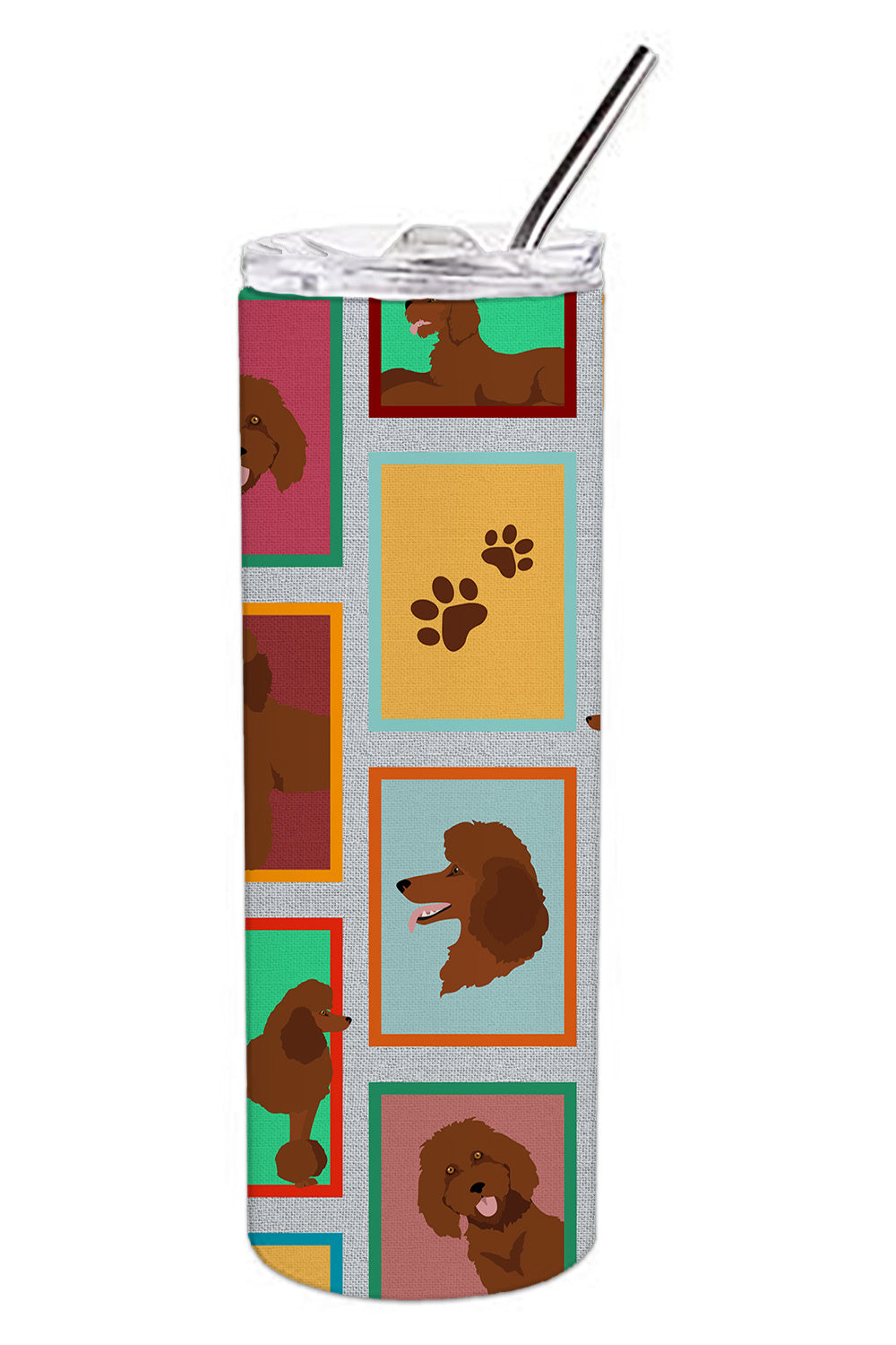 Lots of Chocolate Standard Poodle Stainless Steel Skinny Tumbler Vacuum Double Walled Reusable Insulated Tumbler Travel Cup for Coffee Cocktails Gift with Lid, 20 oz - Renee Lane Company