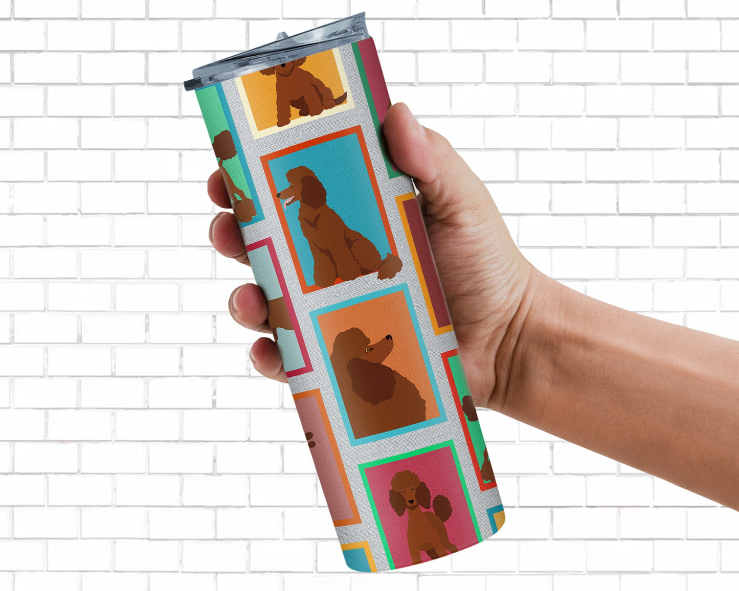 Lots of Chocolate Standard Poodle Stainless Steel Skinny Tumbler Vacuum Double Walled Reusable Insulated Tumbler Travel Cup for Coffee Cocktails Gift with Lid, 20 oz - Renee Lane Company