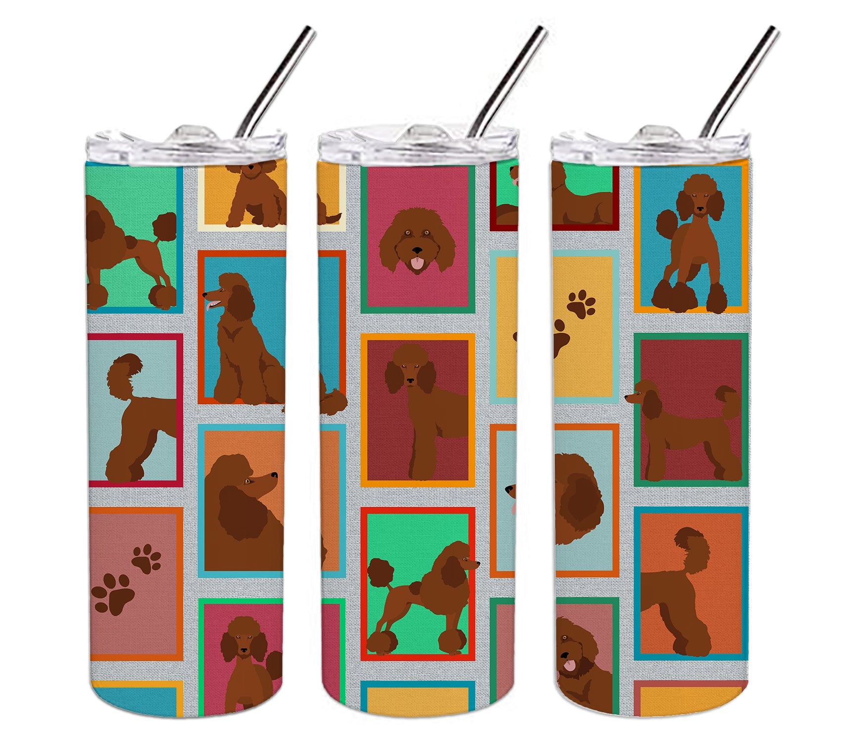 Lots of Chocolate Standard Poodle Stainless Steel Skinny Tumbler Vacuum Double Walled Reusable Insulated Tumbler Travel Cup for Coffee Cocktails Gift with Lid, 20 oz - Renee Lane Company