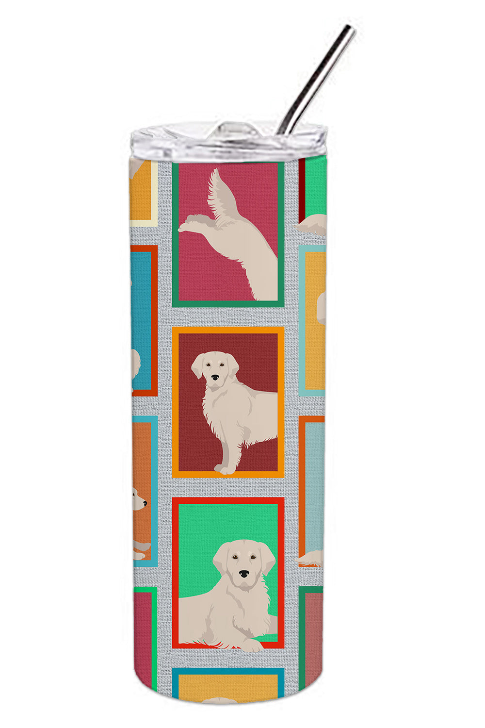 Lots of Cream Golden Retriever Stainless Steel Skinny Tumbler Vacuum Double Walled Reusable Insulated Tumbler Travel Cup for Coffee Cocktails Gift with Lid, 20 oz - Renee Lane Company