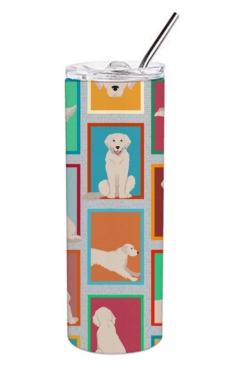 Lots of Cream Golden Retriever Stainless Steel Skinny Tumbler Vacuum Double Walled Reusable Insulated Tumbler Travel Cup for Coffee Cocktails Gift with Lid, 20 oz - Renee Lane Company