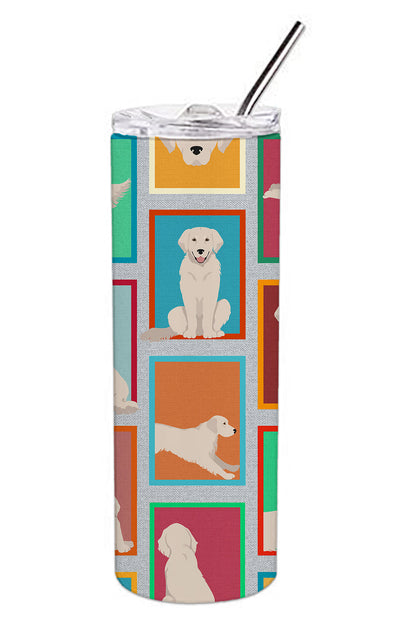 Lots of Cream Golden Retriever Stainless Steel Skinny Tumbler Vacuum Double Walled Reusable Insulated Tumbler Travel Cup for Coffee Cocktails Gift with Lid, 20 oz - Renee Lane Company