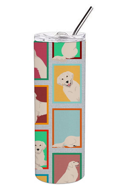 Lots of Cream Golden Retriever Stainless Steel Skinny Tumbler Vacuum Double Walled Reusable Insulated Tumbler Travel Cup for Coffee Cocktails Gift with Lid, 20 oz - Renee Lane Company