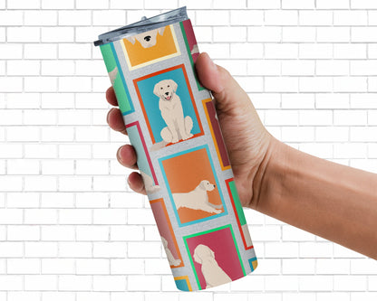 Lots of Cream Golden Retriever Stainless Steel Skinny Tumbler Vacuum Double Walled Reusable Insulated Tumbler Travel Cup for Coffee Cocktails Gift with Lid, 20 oz - Renee Lane Company