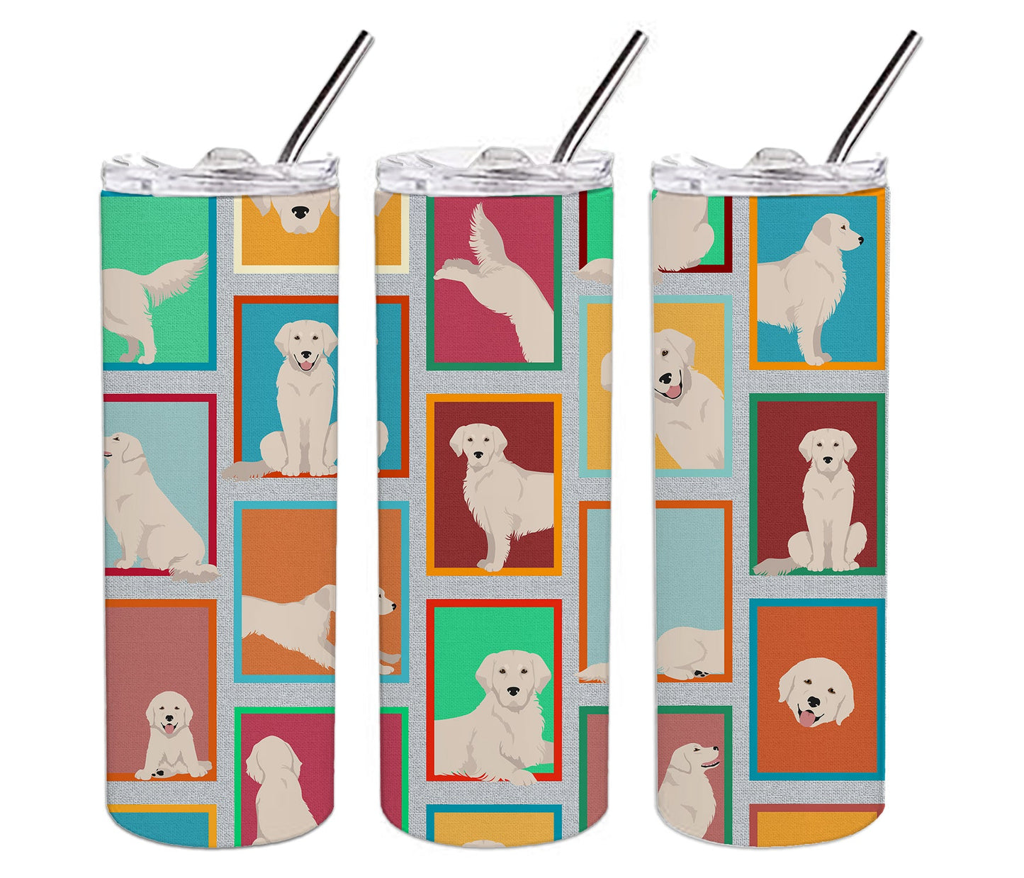 Lots of Cream Golden Retriever Stainless Steel Skinny Tumbler Vacuum Double Walled Reusable Insulated Tumbler Travel Cup for Coffee Cocktails Gift with Lid, 20 oz - Renee Lane Company
