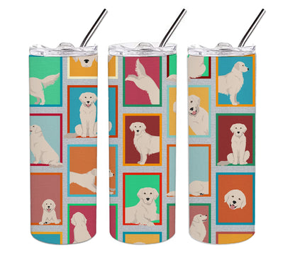 Lots of Cream Golden Retriever Stainless Steel Skinny Tumbler Vacuum Double Walled Reusable Insulated Tumbler Travel Cup for Coffee Cocktails Gift with Lid, 20 oz - Renee Lane Company