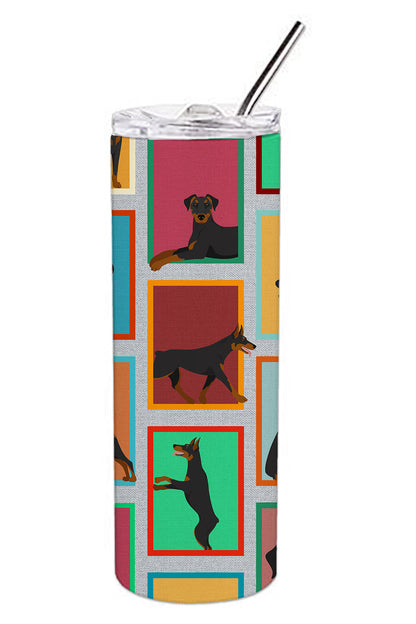 Lots of Doberman Pinscher Stainless Steel Skinny Tumbler Vacuum Double Walled Reusable Insulated Tumbler Travel Cup for Coffee Cocktails Gift with Lid, 20 oz - Renee Lane Company