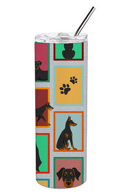 Lots of Doberman Pinscher Stainless Steel Skinny Tumbler Vacuum Double Walled Reusable Insulated Tumbler Travel Cup for Coffee Cocktails Gift with Lid, 20 oz - Renee Lane Company