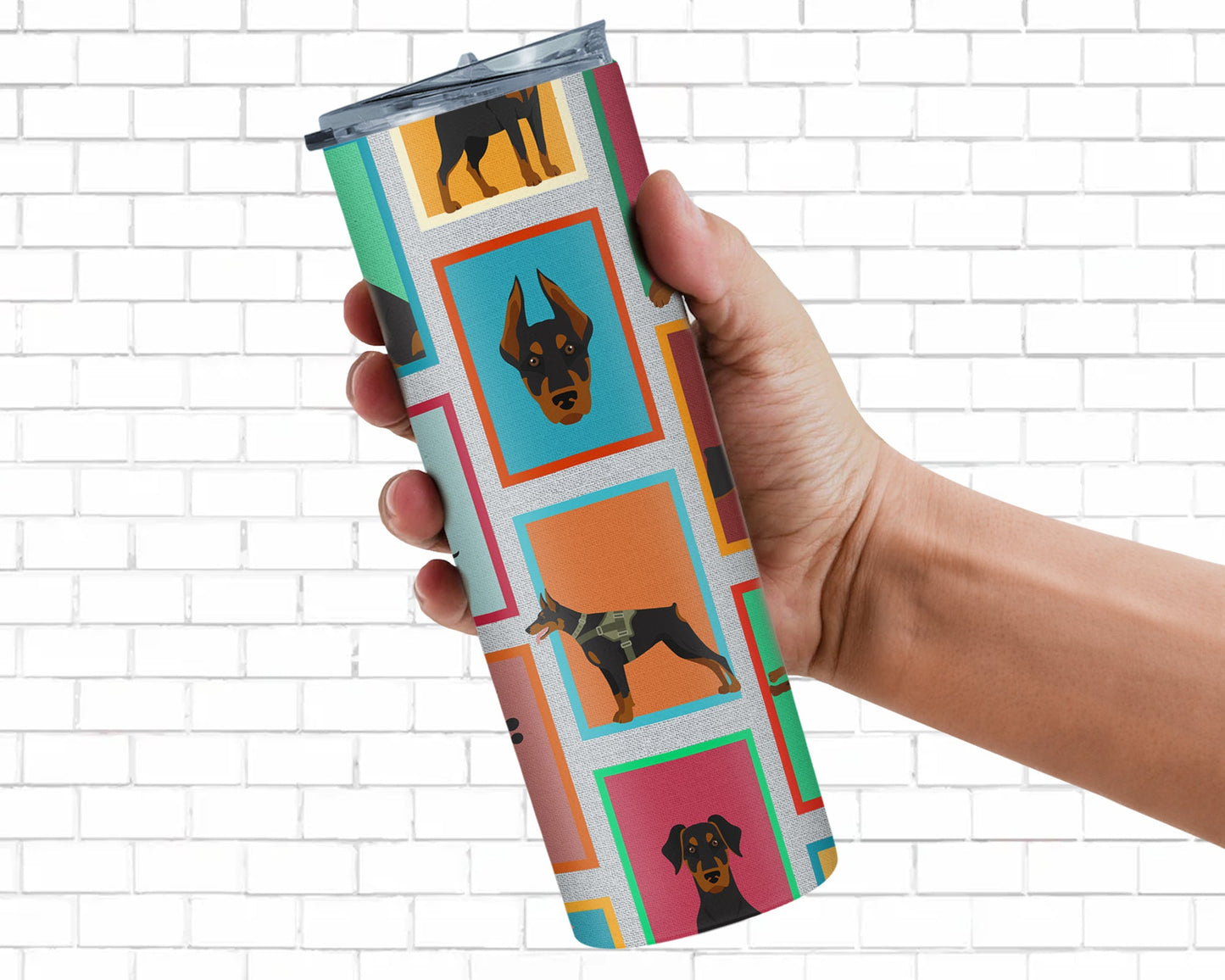 Lots of Doberman Pinscher Stainless Steel Skinny Tumbler Vacuum Double Walled Reusable Insulated Tumbler Travel Cup for Coffee Cocktails Gift with Lid, 20 oz - Renee Lane Company