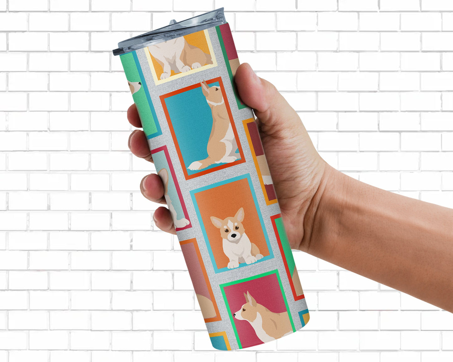 Lots of Fawn Cardigan Corgi Stainless Steel Skinny Tumbler Vacuum Double Walled Reusable Insulated Tumbler Travel Cup for Coffee Cocktails Gift with Lid, 20 oz - Renee Lane Company