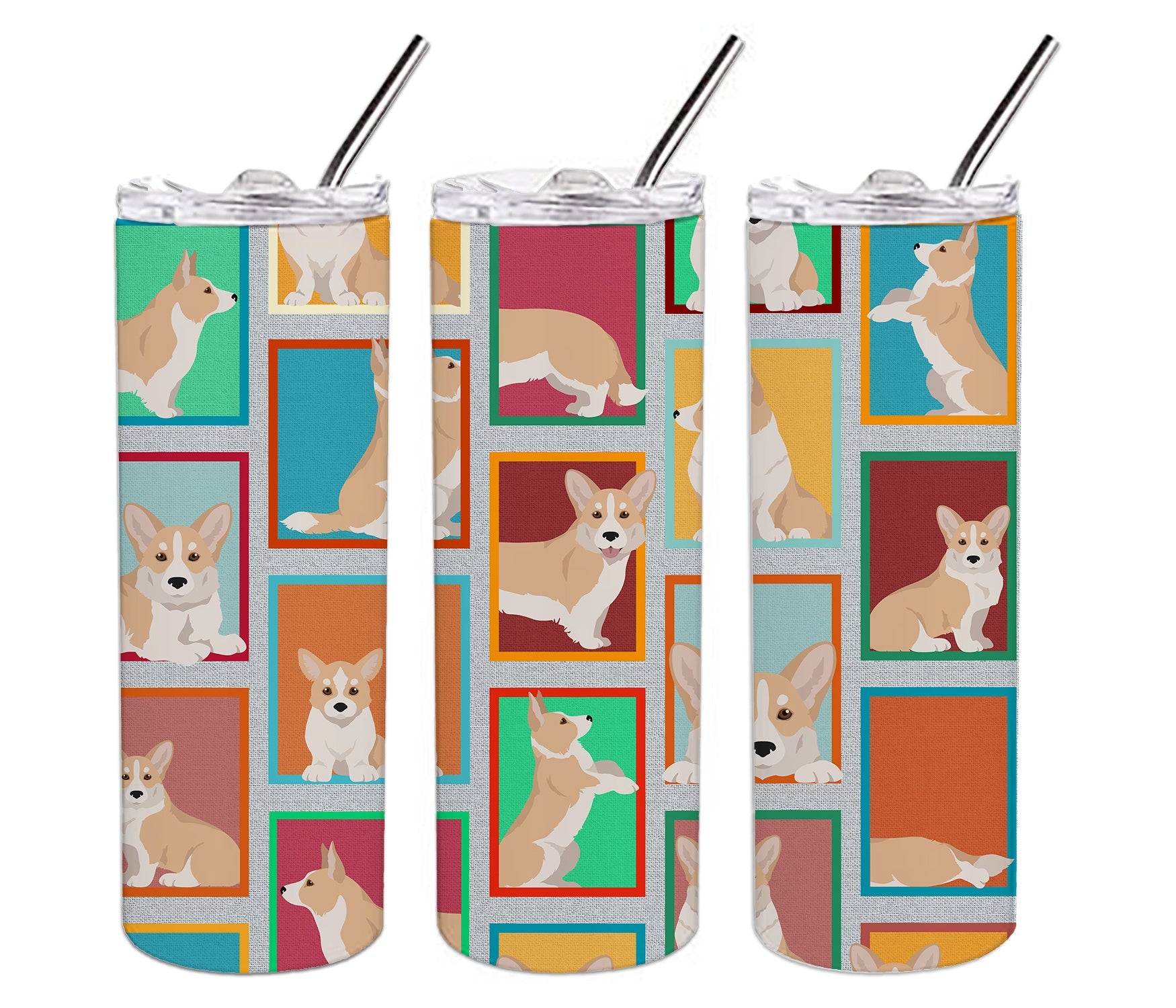 Lots of Fawn Cardigan Corgi Stainless Steel Skinny Tumbler Vacuum Double Walled Reusable Insulated Tumbler Travel Cup for Coffee Cocktails Gift with Lid, 20 oz - Renee Lane Company