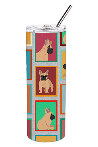 Lots of Fawn French Bulldog Stainless Steel Skinny Tumbler Vacuum Double Walled Reusable Insulated Tumbler Travel Cup for Coffee Cocktails Gift with Lid, 20 oz - Renee Lane Company