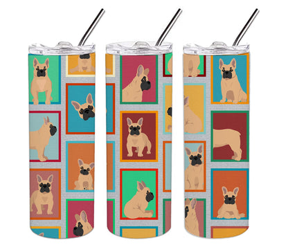 Lots of Fawn French Bulldog Stainless Steel Skinny Tumbler Vacuum Double Walled Reusable Insulated Tumbler Travel Cup for Coffee Cocktails Gift with Lid, 20 oz - Renee Lane Company