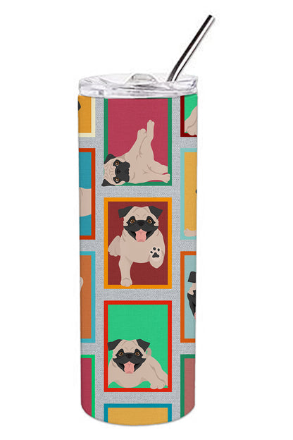 Lots of Fawn Pug Stainless Steel Skinny Tumbler Vacuum Double Walled Reusable Insulated Tumbler Travel Cup for Coffee Cocktails Gift with Lid, 20 oz - Renee Lane Company