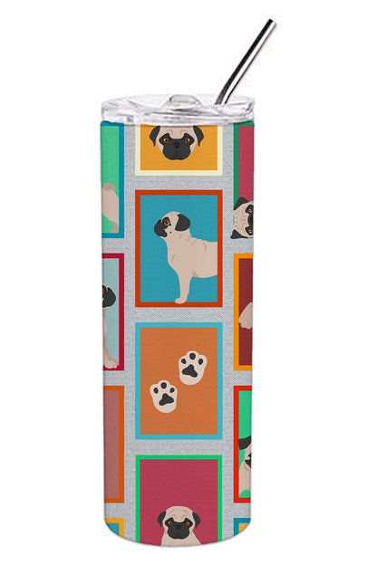 Lots of Fawn Pug Stainless Steel Skinny Tumbler Vacuum Double Walled Reusable Insulated Tumbler Travel Cup for Coffee Cocktails Gift with Lid, 20 oz - Renee Lane Company