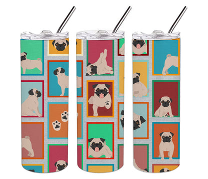 Lots of Fawn Pug Stainless Steel Skinny Tumbler Vacuum Double Walled Reusable Insulated Tumbler Travel Cup for Coffee Cocktails Gift with Lid, 20 oz - Renee Lane Company