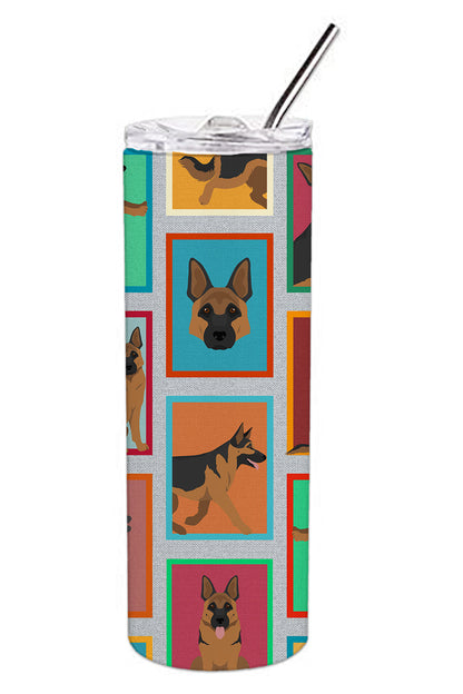 Lots of German Shepherd Stainless Steel Skinny Tumbler Vacuum Double Walled Reusable Insulated Tumbler Travel Cup for Coffee Cocktails Gift with Lid, 20 oz - Renee Lane Company