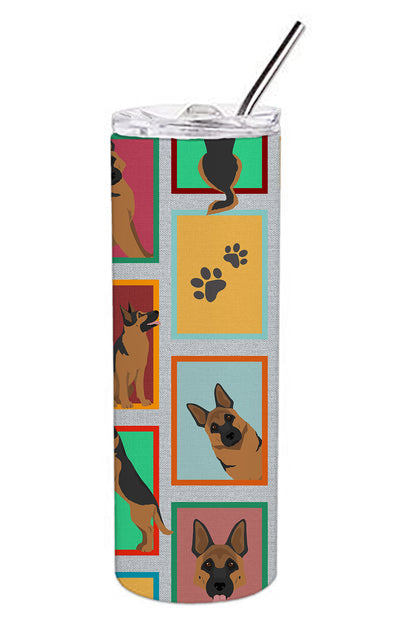 Lots of German Shepherd Stainless Steel Skinny Tumbler Vacuum Double Walled Reusable Insulated Tumbler Travel Cup for Coffee Cocktails Gift with Lid, 20 oz - Renee Lane Company