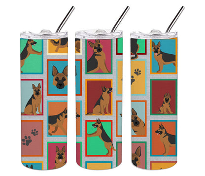 Lots of German Shepherd Stainless Steel Skinny Tumbler Vacuum Double Walled Reusable Insulated Tumbler Travel Cup for Coffee Cocktails Gift with Lid, 20 oz - Renee Lane Company
