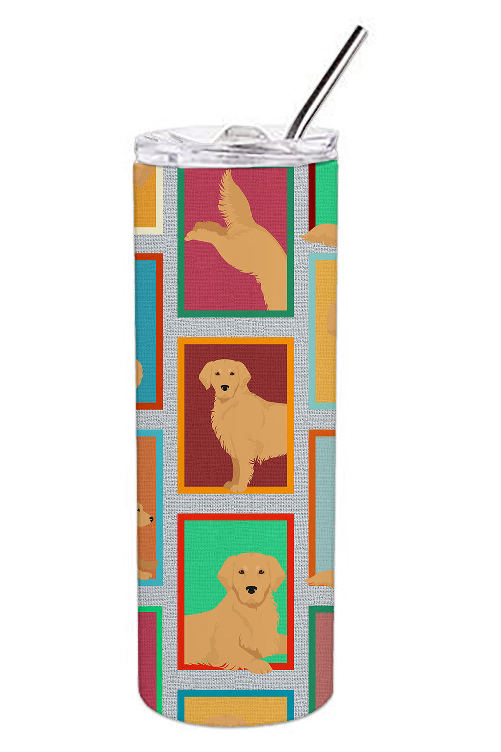 Lots of Golden Retriever Stainless Steel Skinny Tumbler Vacuum Double Walled Reusable Insulated Tumbler Travel Cup for Coffee Cocktails Gift with Lid, 20 oz - Renee Lane Company
