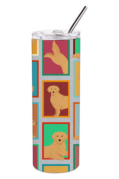 Lots of Golden Retriever Stainless Steel Skinny Tumbler Vacuum Double Walled Reusable Insulated Tumbler Travel Cup for Coffee Cocktails Gift with Lid, 20 oz - Renee Lane Company