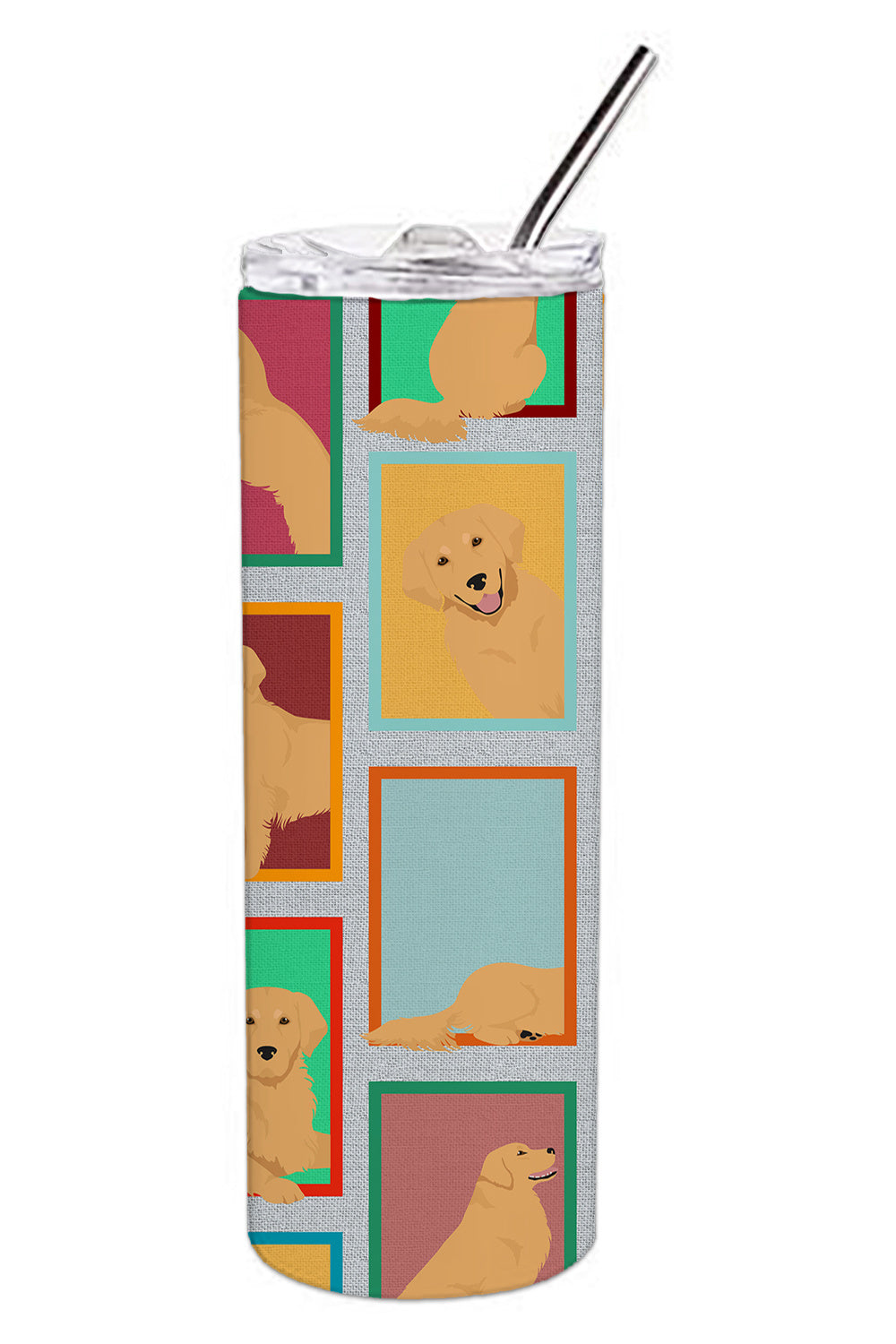 Lots of Golden Retriever Stainless Steel Skinny Tumbler Vacuum Double Walled Reusable Insulated Tumbler Travel Cup for Coffee Cocktails Gift with Lid, 20 oz - Renee Lane Company