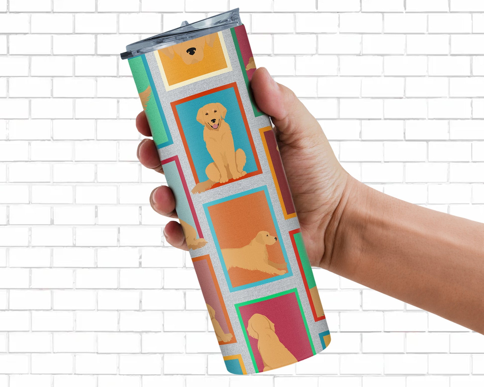 Lots of Golden Retriever Stainless Steel Skinny Tumbler Vacuum Double Walled Reusable Insulated Tumbler Travel Cup for Coffee Cocktails Gift with Lid, 20 oz - Renee Lane Company